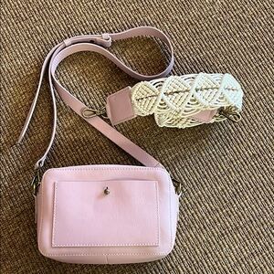 Madewell Pink Transport Camera Crossbody with Macramé Strap